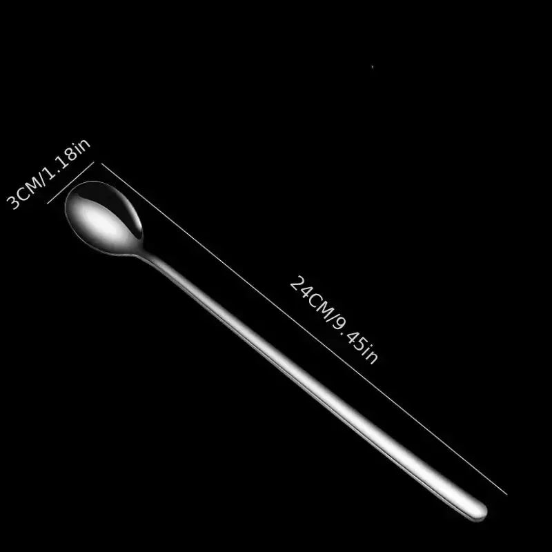 Kitchen 5 PCS Set Silver Long Handle Stainless Steel Teaspoons