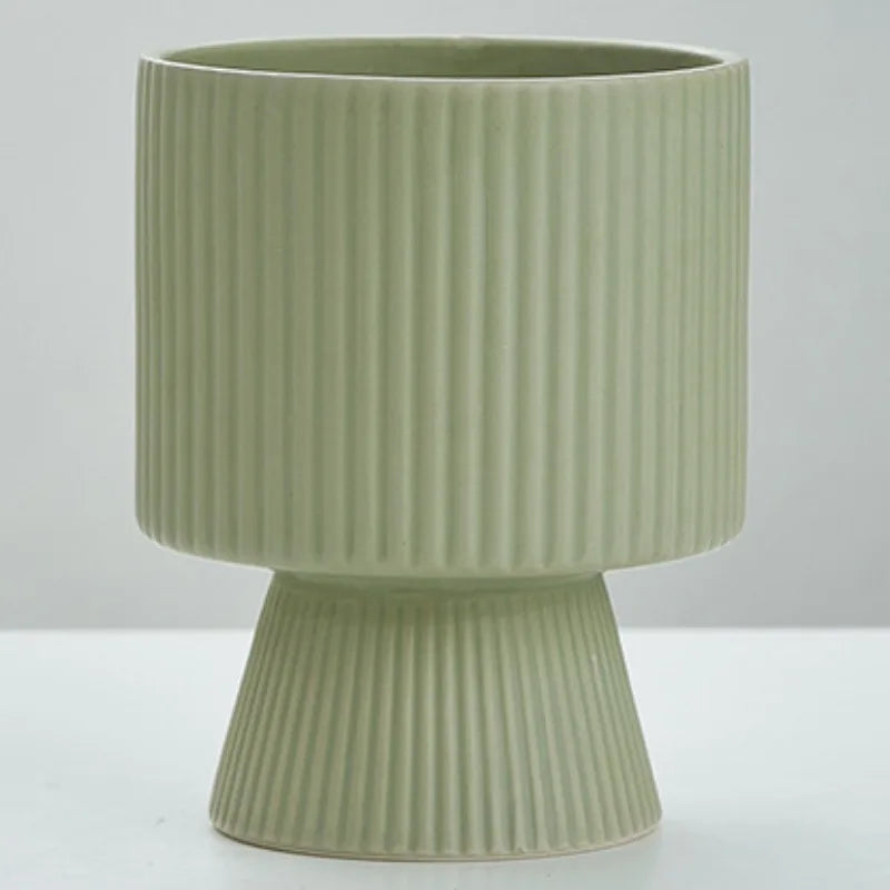 Nordic Creative Striped Ceramic Flower Pots, Modern Minimalist Morandi Vases, Green Plants, Home Decoration, Modern Decoration