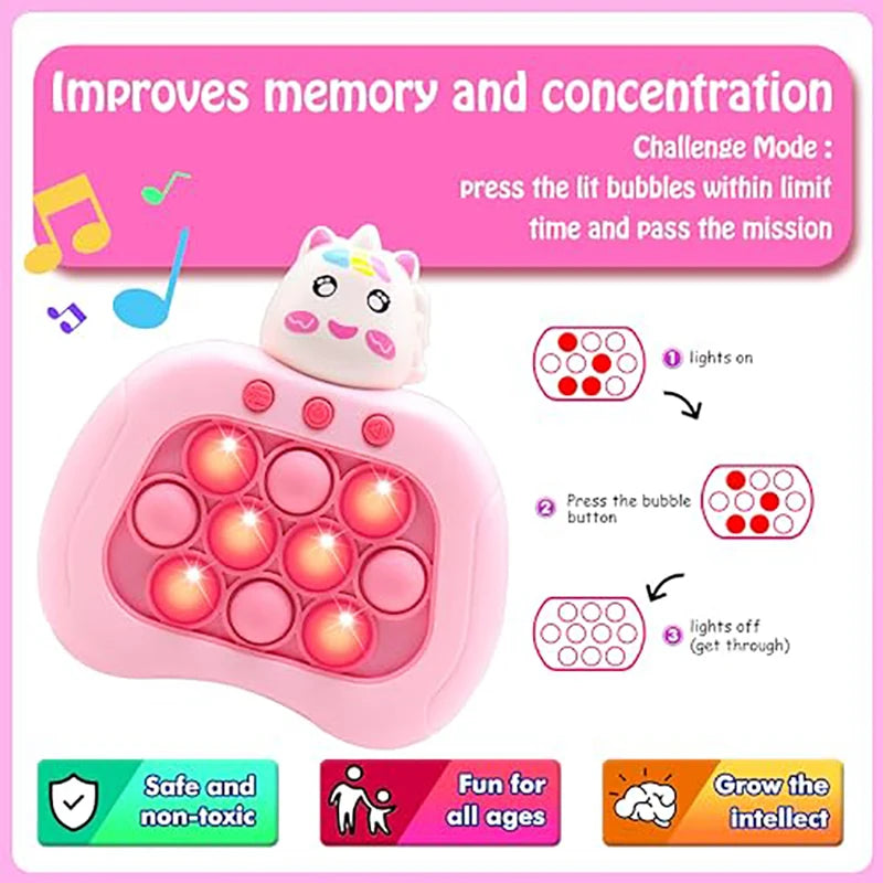 LED Display Screen Blue Hippo Animal Electronic Pop Quick Push Game Console Fidget Toys/Ages: 6-12 + Years Older