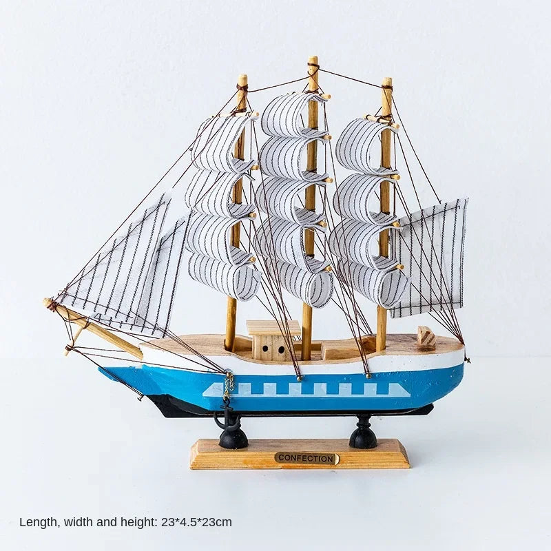 Wood/Fabric Nautical Sailboat Models/Colors-White/Black/Blue