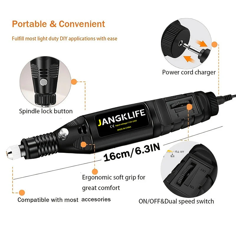 12V Mini Drill Electric Carving Pen Variable Speed Drill Rotary Tools Kit Engraver Pen for Grinding Polishing,