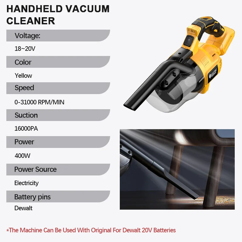 Electric Goddess Cordless Handheld Vacuum Cleaner Brushless Floor/Carpet/Car/Pet Hair Cleaning Tool For Dewalt 20V Battery 
