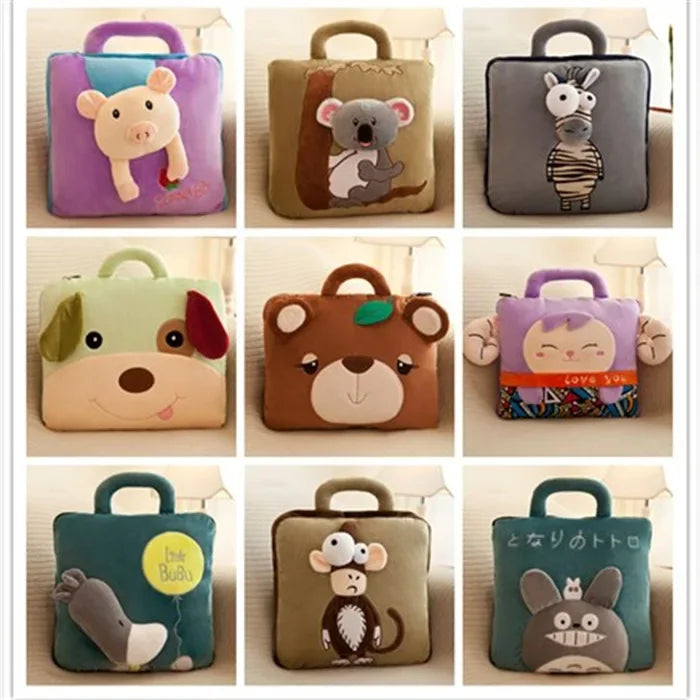 100% Polyester 2 in 1 Pillow Quilt Dual-Use Nap Animal Pillow W/ Multifunctional Folding Blanket