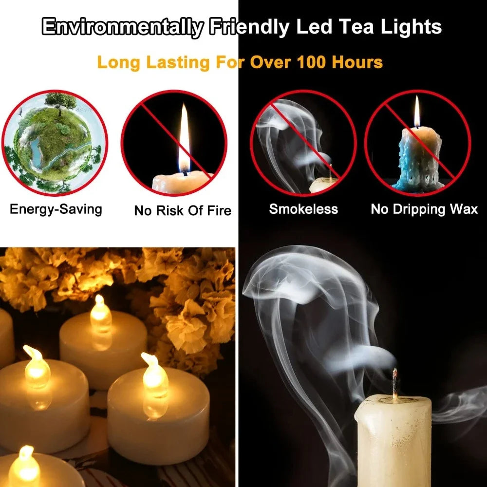 Plastic Flameless LED Electronic Small Round Flickering Flame Small Round Tea Lights Candles/CR2032 Button Batteries( Not Included)Colors-White/Yellow