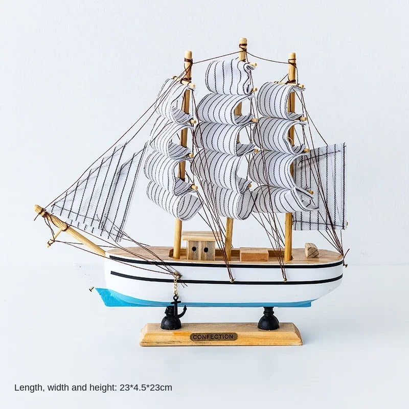 Wood/Fabric Nautical Sailboat Models/Colors-White/Black/Blue