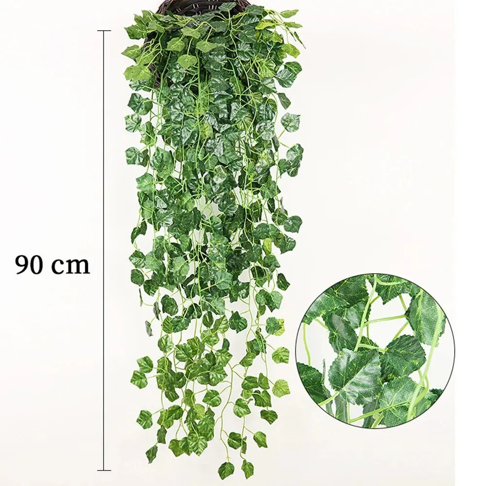 Green Plastic Non-Flowering Artificial Hanging Ivy Magnoliopsida Climbing Vine
