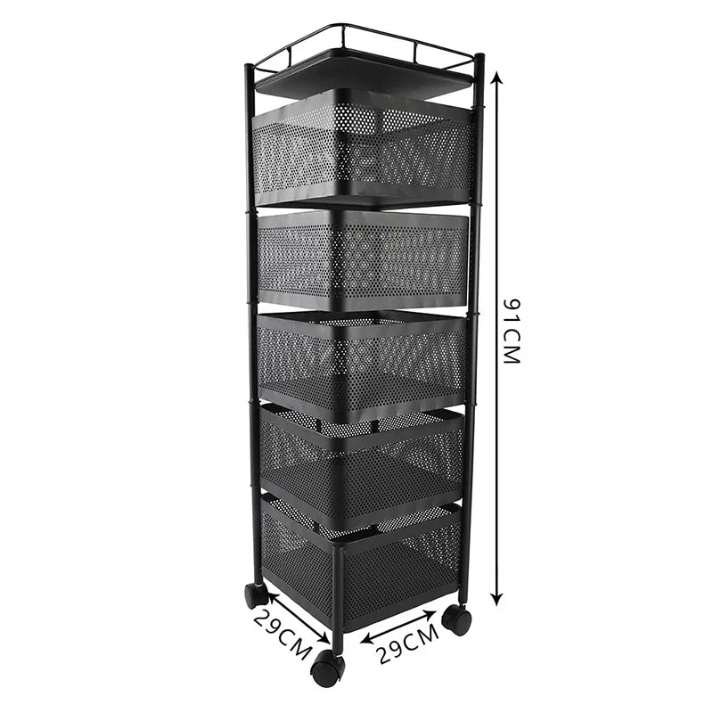 Kitchen Organizer Metal 5 Tiers Multi-Layer Rotatable Storage Rack/Colors-Black/White