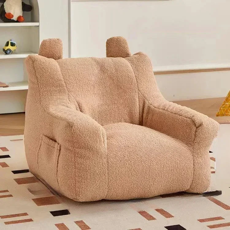 Kids Tri-Fabric Blend Washable Removable Cute Soft Armchairs/Colors-Beige/White/Yellow/Gray/Pink
