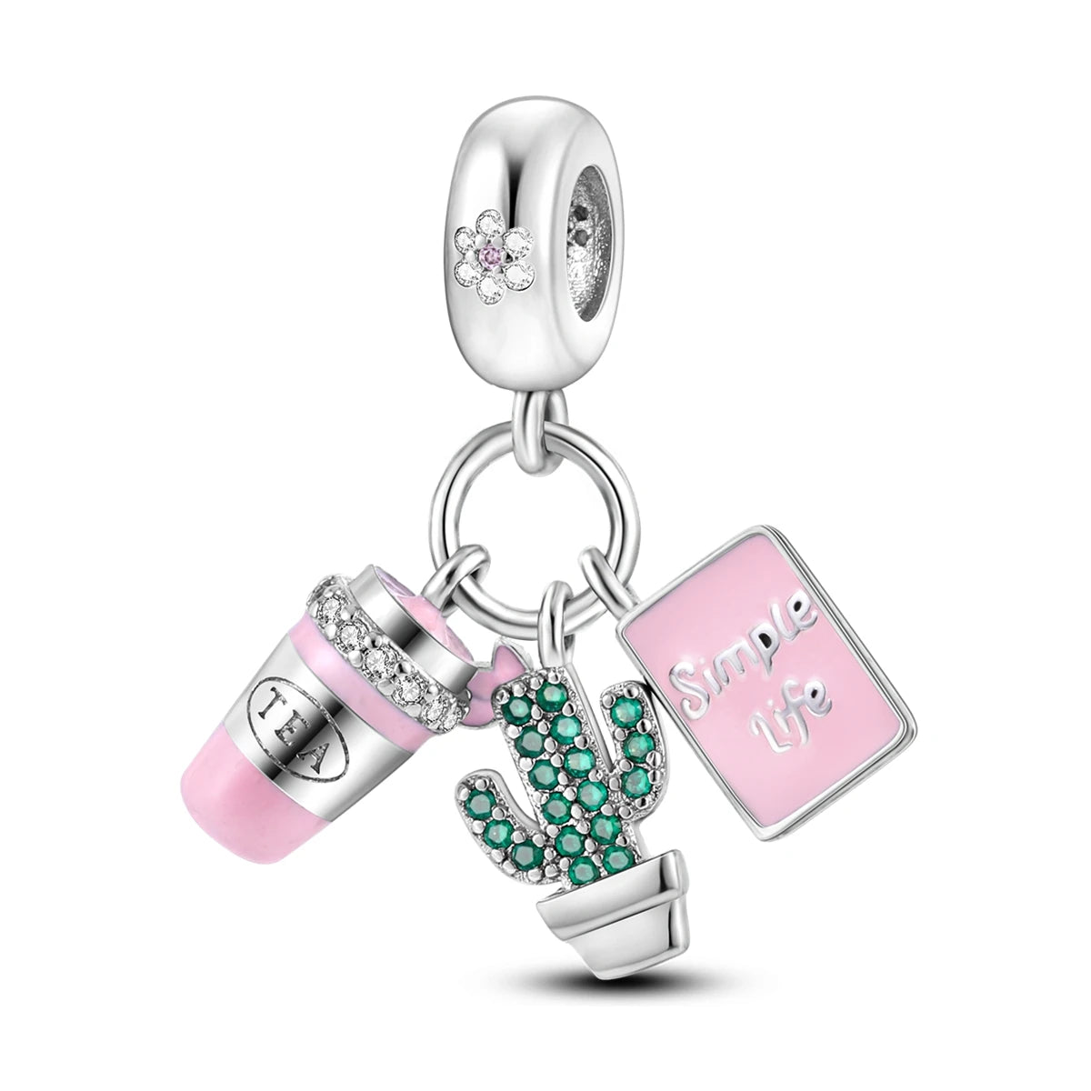 Fine Irregular Silver Plated Round Charms-Pendants Rope Link Bracelets/Colors-Silver/Pink/Multicolor/Floral/Animal