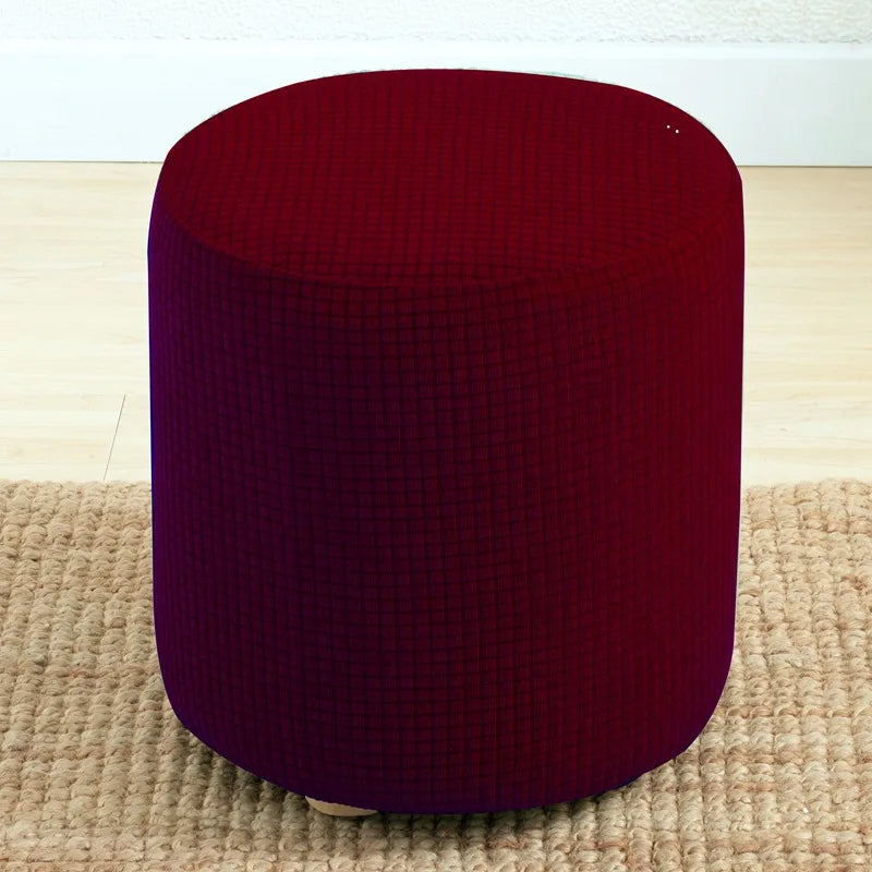 Round Polyester-Cotton Ottoman Stretch Elastic Slipcovers/Colors-Wine Red/Purple