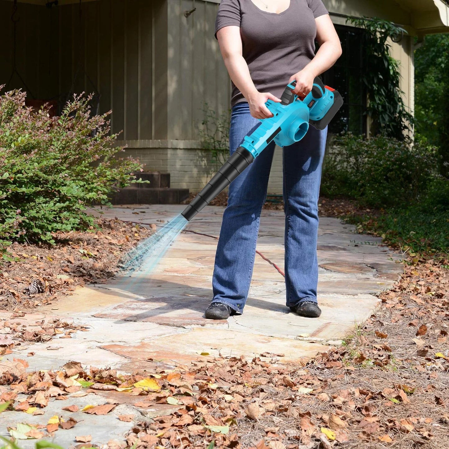 21V Cordless Electric Air Blower&Suction Leaf 2 in1 5 Speed Computer Dust Cleaner Collector Power Tools For Makita 18V Battery