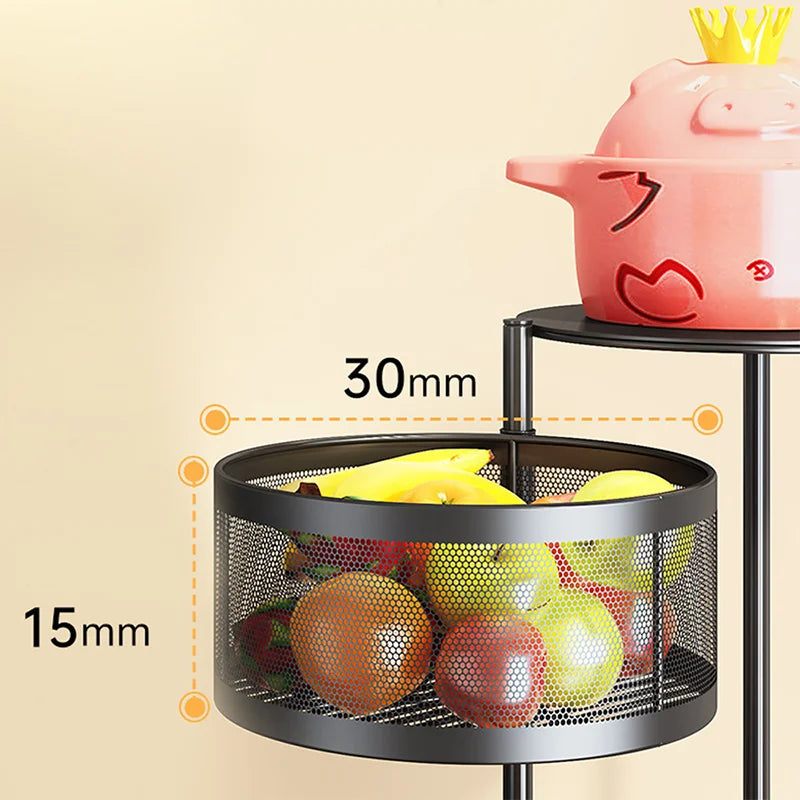 Kitchen Organizer Metal 5 Tiers Multi-Layer Rotatable Storage Rack/Colors-Black/White