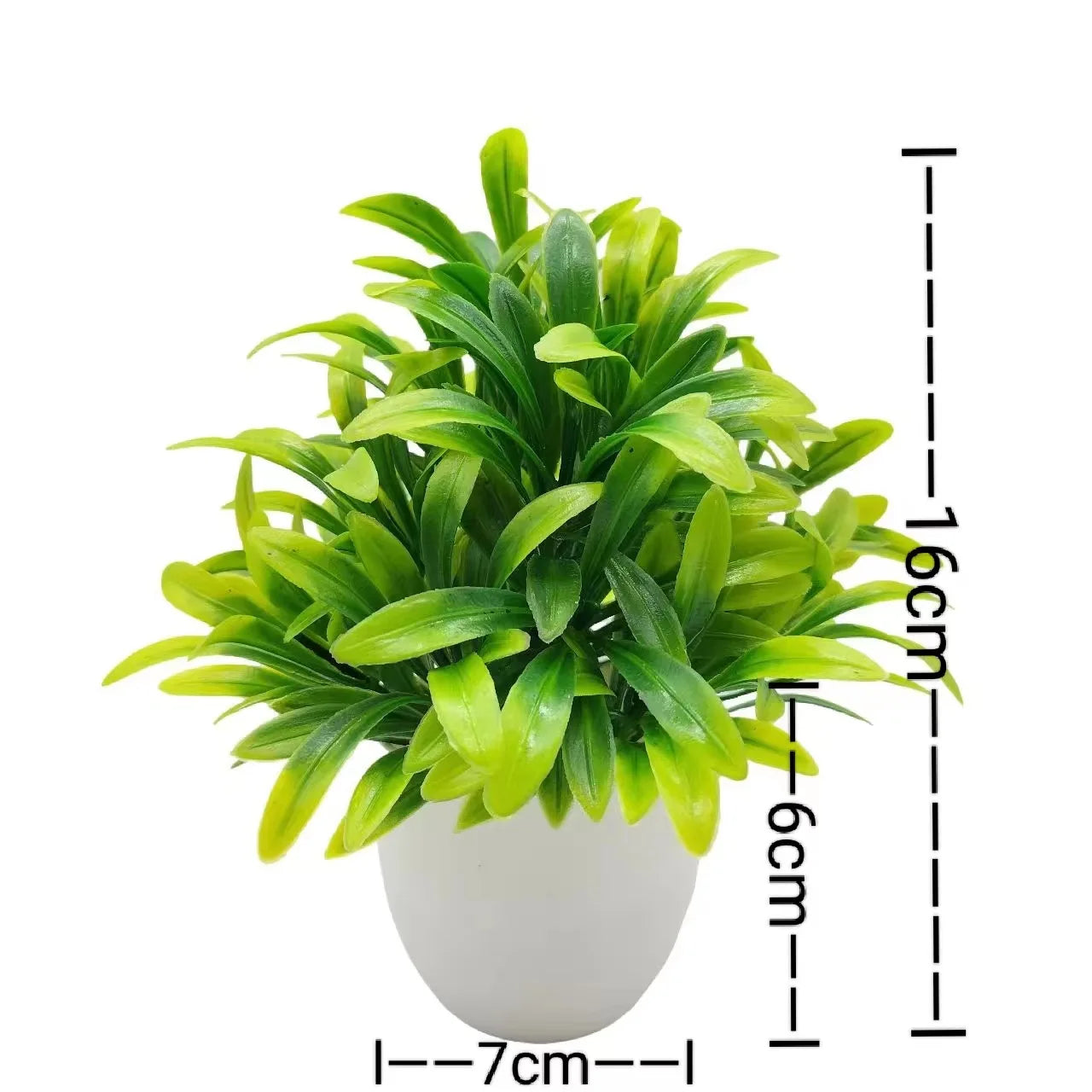 Indoor Mini Green Artificial Floral Bonsai Ardisia Spring Grass Pine Needle Non-Flowering Plant-Plastic Rectangle Pot