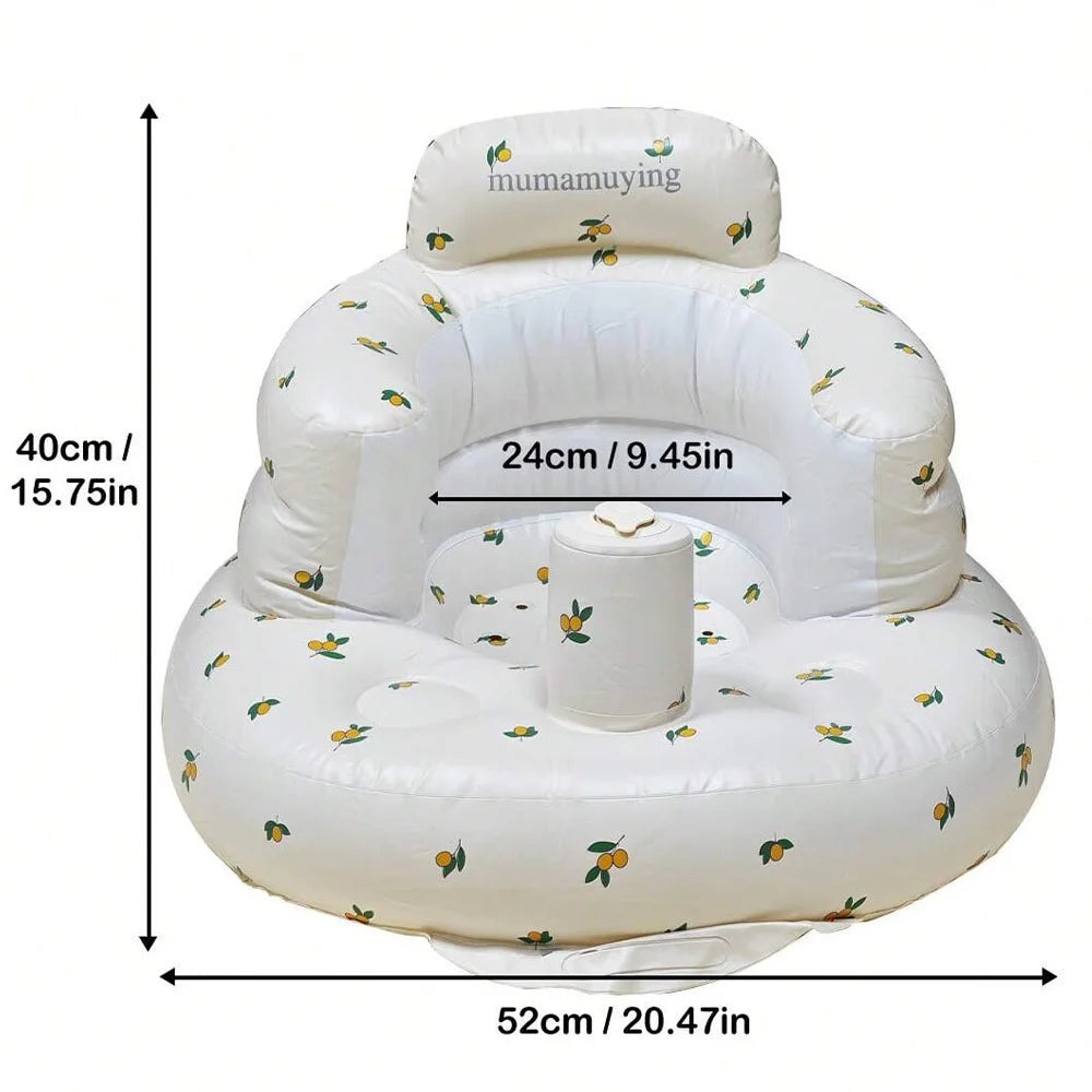 Baby PVC Inflatable Sofa Puff Portable Bath Sitting Chairs /Suitable for Babies: 6months-36 months/ 20 KG/Colors- Animals/White/Beige