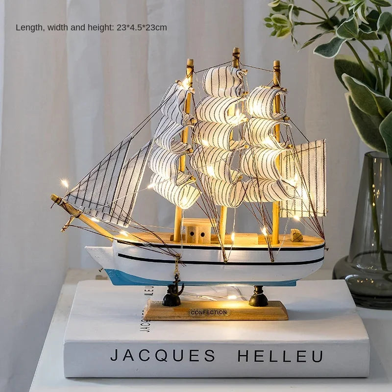 Wood/Fabric Nautical Sailboat Models/Colors-White/Black/Blue