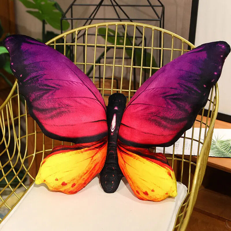 3D Colorful Printed Cartoon Plush Butterfly Shape Polyester Cotton Throw Pillows/ Colors-Multicolor