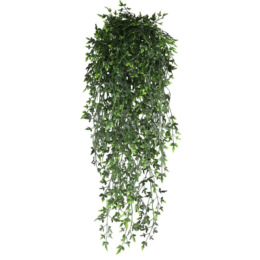 Green Outdoor Artificial Polypropylene Plastic Non-Flowering Hanging Persian FERN Vines Leaves