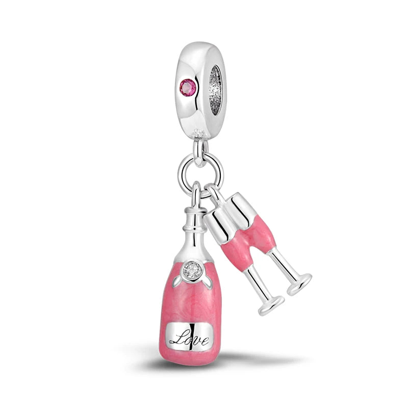 Fine Irregular Silver Plated Round Charms-Pendants Rope Link Bracelets/Colors-Silver/Pink/Multicolor/Floral/Animal