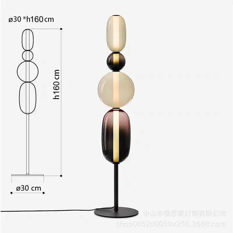 Modern Italian Colorful LED Glass Blown Bubble Cord Metal Base Table Lamps/Colors-Multicolor/Red/Black