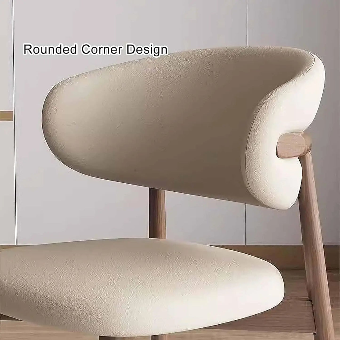 HUANHUI Cafe Genuine Leather Upholstered Curved Back Large-Soft Cushion Armless Dining Chairs/ 4 Wood Legs/ Colors-White/Black/Gray/Beige