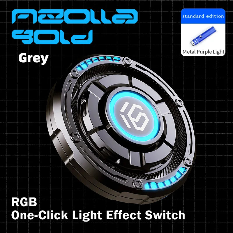 YIJOO 3 In 1 Round Aluminum Hand Twist RGB Mechanical Roulette Glowing Tricolor Switchable Lighting-Sound Effects Pushing Eye-Hand-Finger Spinning Toys/Colors-Black/Gray/Silver/Ages: Young Adults 13-18 + Years Older