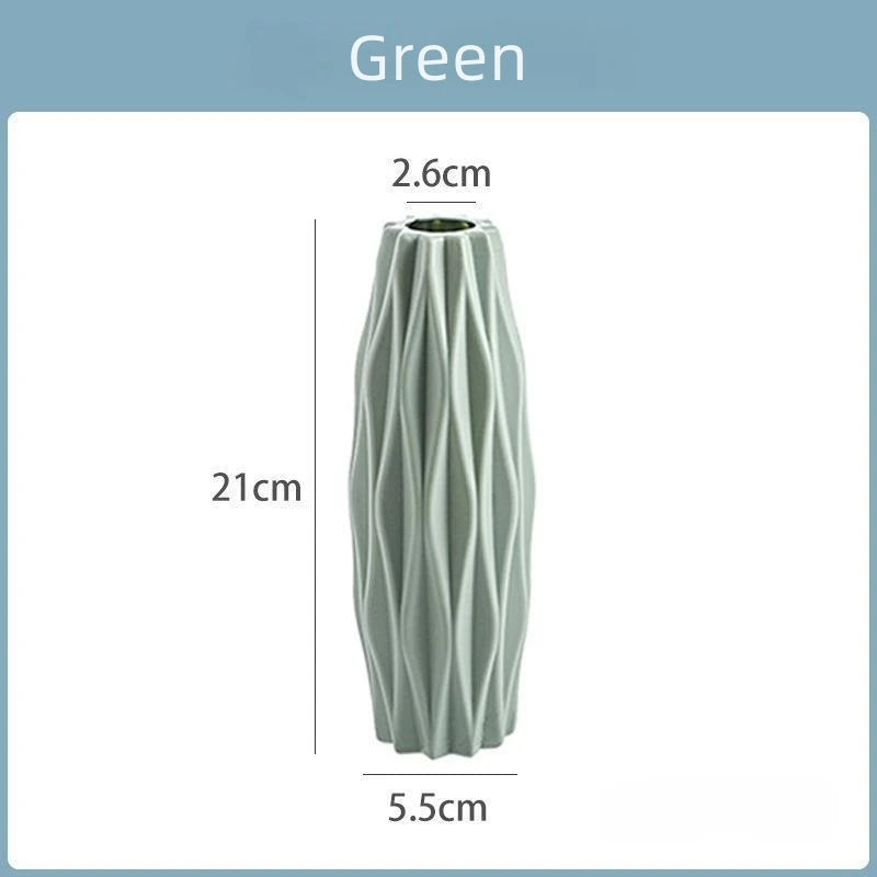 Round Tall Imitation Ceramic Diamond Plastic Vases/Colors-White/Pink/Green