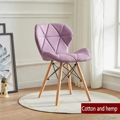 Nordic Cotton Hemp Upholstered Dining Beech Wood Legs Chairs/Colors-Purple/Red/Blue/White/Green/Yellow/Beige/Brown/Orange/Pink/Black