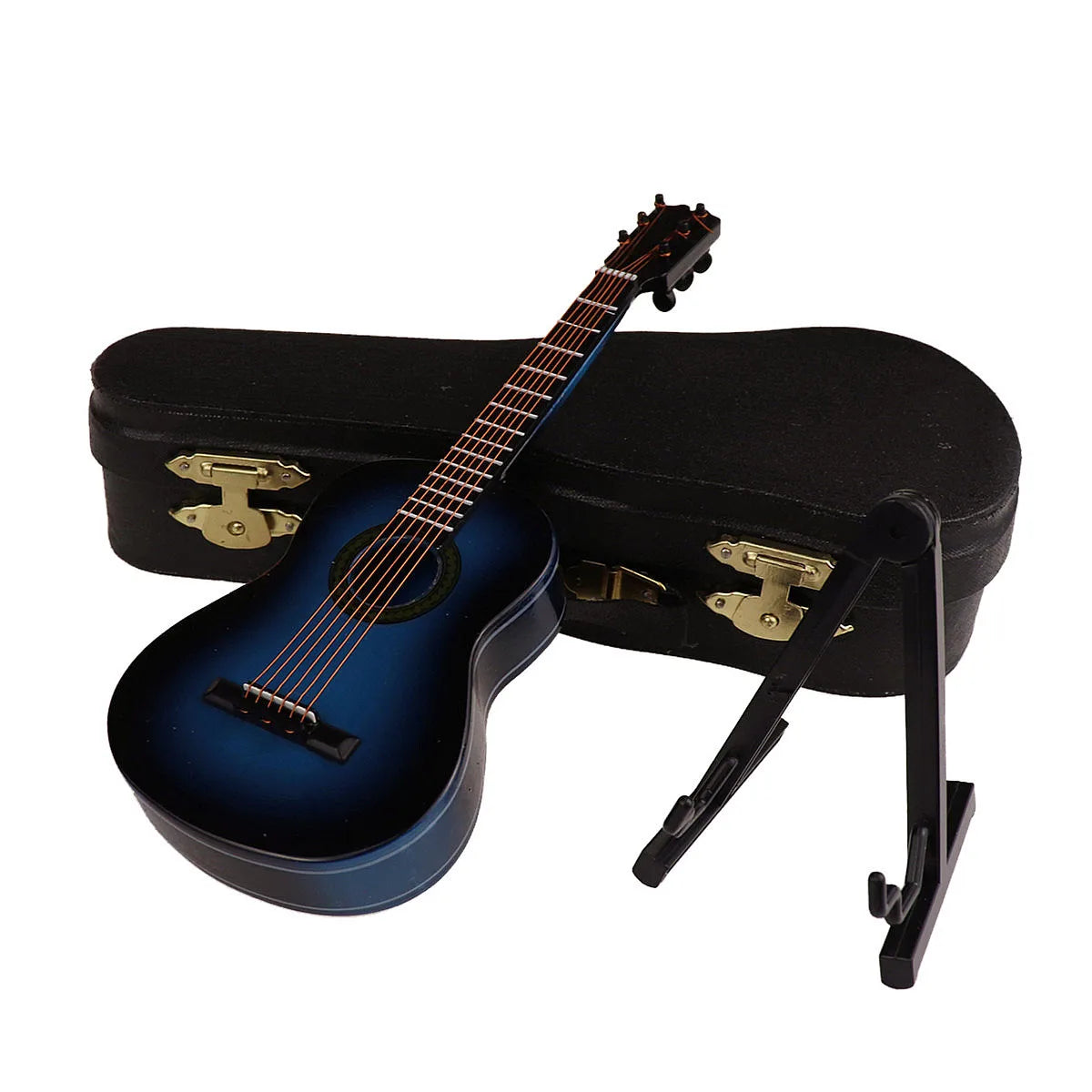 10cm Mini Folk Classical Wooden Guitar Models w /Metal Strings/Colors-Coffee/Blue/Yellow
