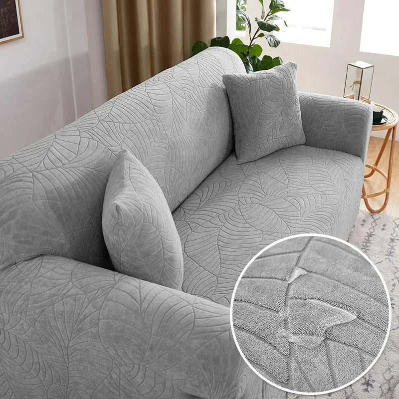 L-Shaped Jacquard Polyester Fabric Fall-Winter Elastic Stretch Sofa Covers /Colors-Gray/Beige/Geometric/Green/Red