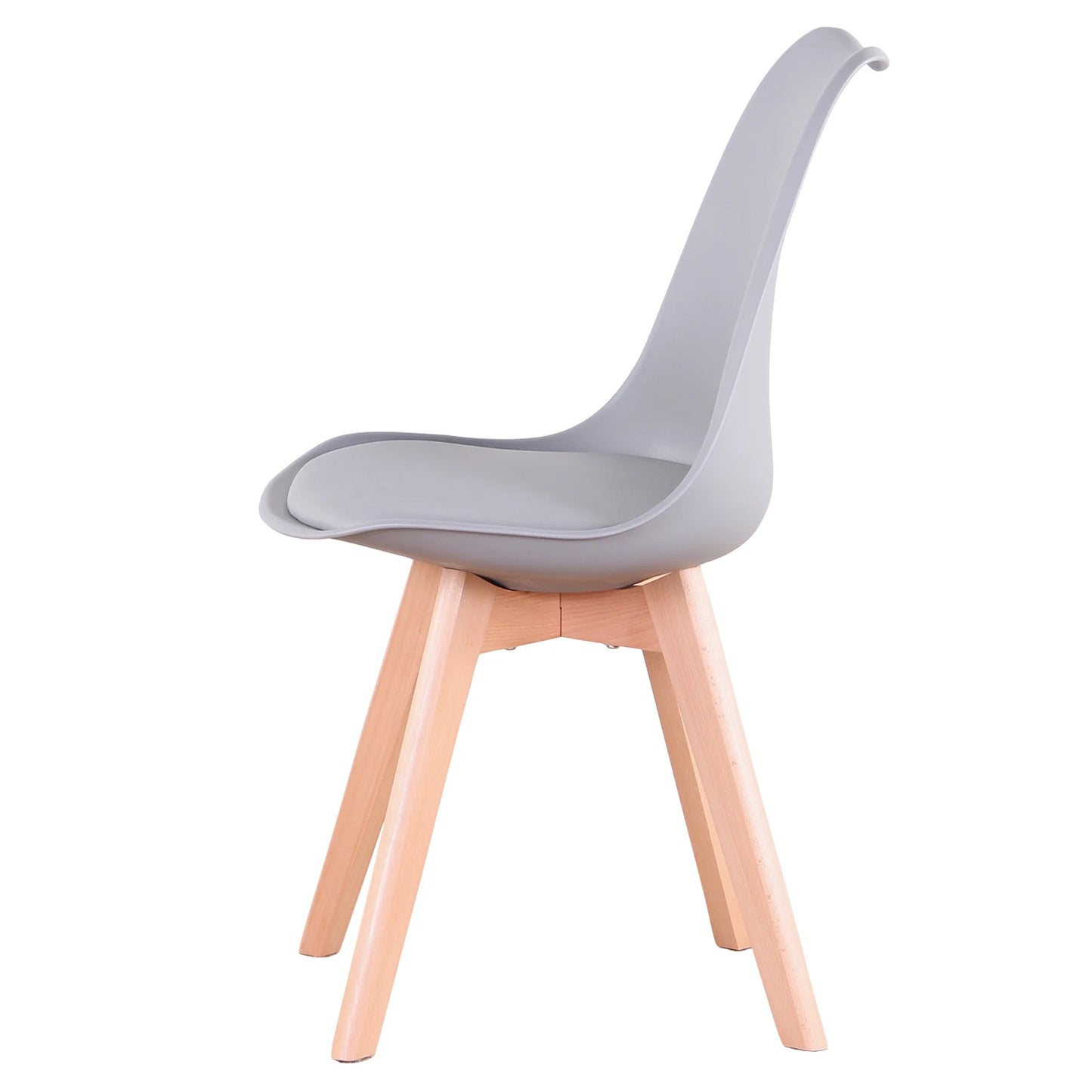 EGOONM Nordic 4 pcs Solid Wood Base Dining Faux Leather Armless Plastic Upholstered Cushion Paver Chair Set/ Colors-Beige/White/Blue/Gray/Black/Yellow