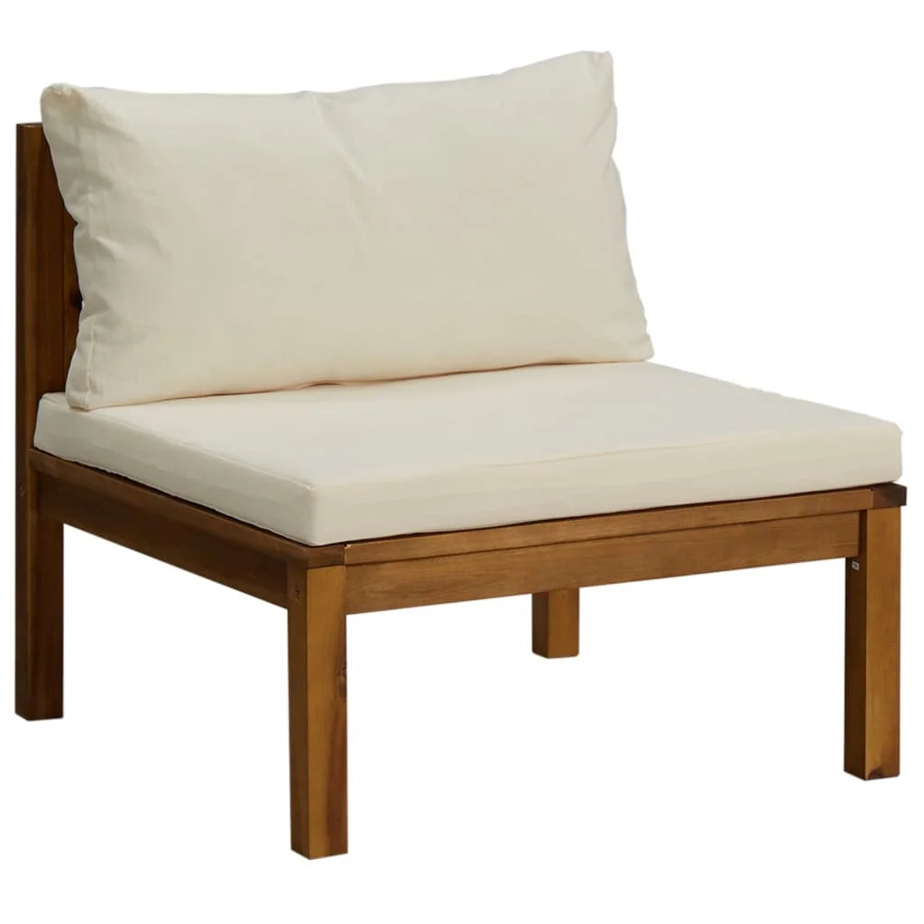 10 Piece Brown Modern Oil Finished Acacia Wood Outdoor Patio Lounge Set w /Polyester Cream Cushions