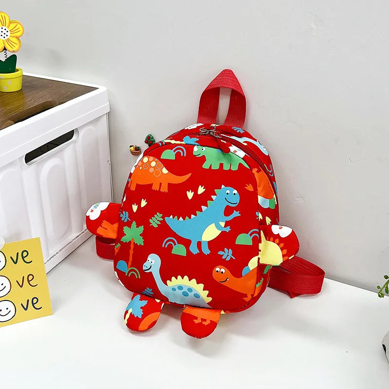 Kindergarteners Mini Zipper Cute Cartoon Baby Dinosaur Nylon Backpacks/ Backpack Straps-Handle/Colors-Red/Black/Green/Pink