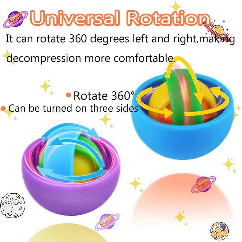 Non-Toxic/Anti-Allergic Plastic 3D Rotation Ball Fidget Gyro Sensory Toys/Ages: 3-18+ Years Old/Colors-Multicolor/Pink/Blue/Green