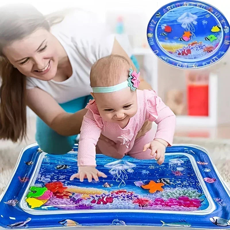 Babies-Preschooler Portable Round-Rectangle Warm-Cold Waterfilled Play Plastic Inflatable Air Cushion Leak-Proof Magic Tummy Time Mats/Colors-Ages: Newborn 0-3 Years Old/ Colors-Blue/Multicolor/Animal