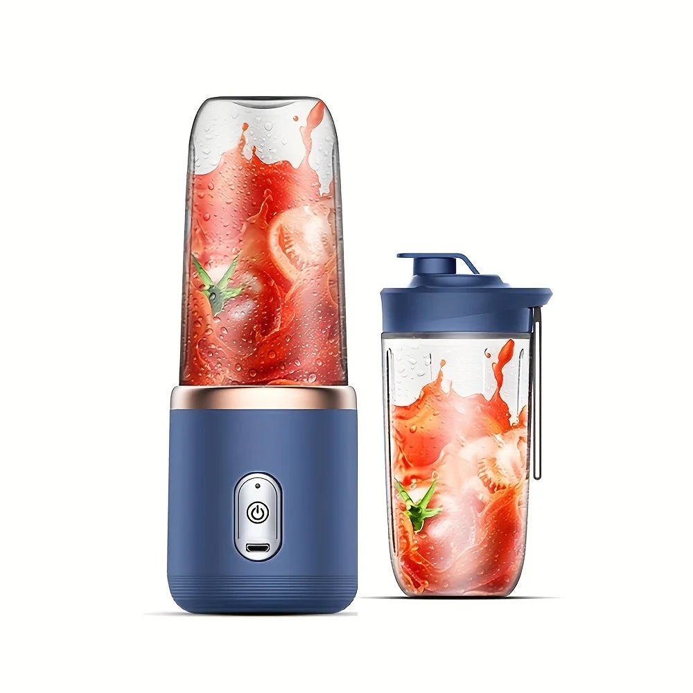 Built-In USB Portable 6 Blades Automatic Pulp Ejection Electric Juicers/ Double-Single Cups/Colors-Blue/Pink