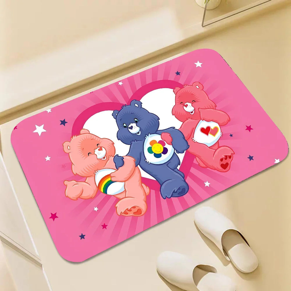 Non-Slip Fade Resistant Care Bears Theme Nylon Rectangle Floor Mats/Colors-Pink/Blue/Multicolor