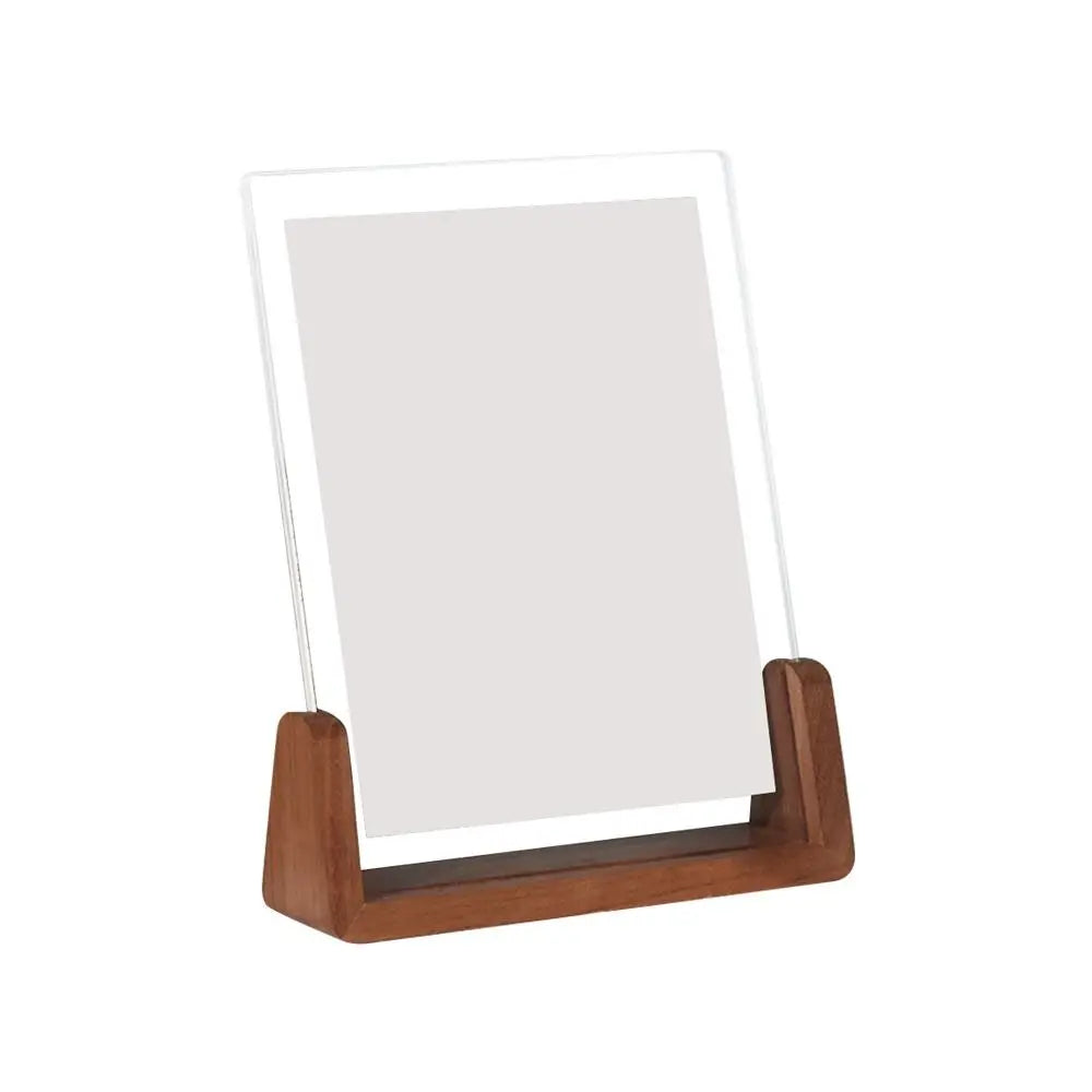 Flexible Strong Rectangle Clear Acrylic Brown Wood Base Photo Frames