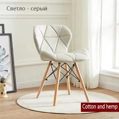 Nordic Cotton Hemp Upholstered Dining Beech Wood Legs Chairs/Colors-Purple/Red/Blue/White/Green/Yellow/Beige/Brown/Orange/Pink/Black