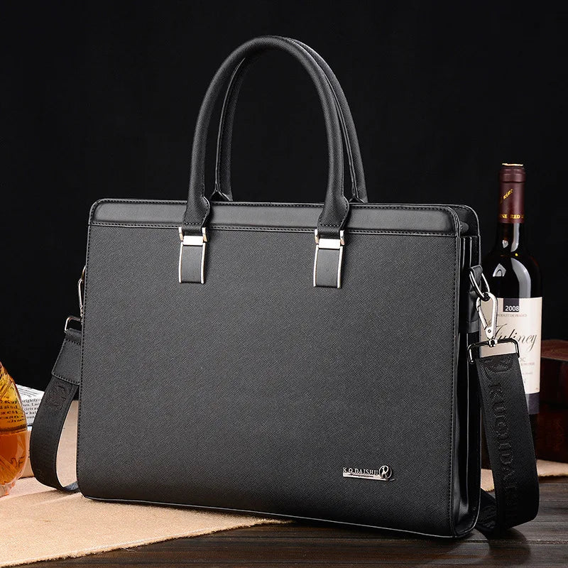 Men PU Leather Briefcases Polyester Shoulder Bag /Crossbody Strap-Handle /A4 Paper/For Tablets/Colors-Black/Blue