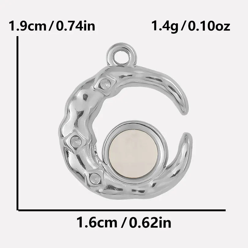 4-5PCS Women Imitation Geometric Stainless Steel Natural Crescent Moon/ Sun/ Heart Pendants