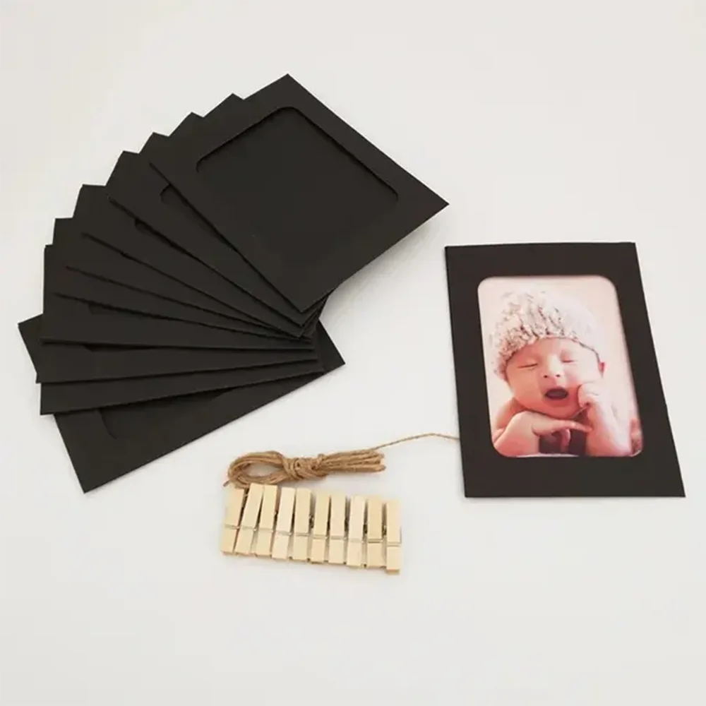Unisex Rectangle Shape Paper Photo Picture Frame Clip Wall Art/Colors-Multicolor/Brown/Black/White