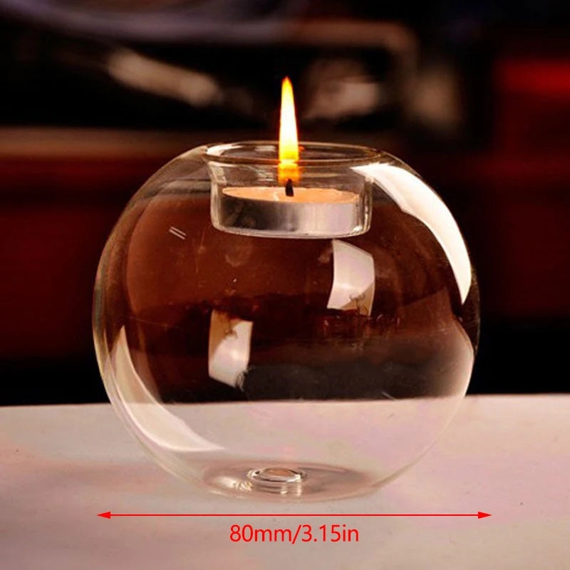 NULL Modern Clear Transparent Hollow Round Glass Globe Tealight Candle Holders/Sizes: 8cm-3.14 Inch/10cm-3.93 Inch/12cm-4.72 Inch