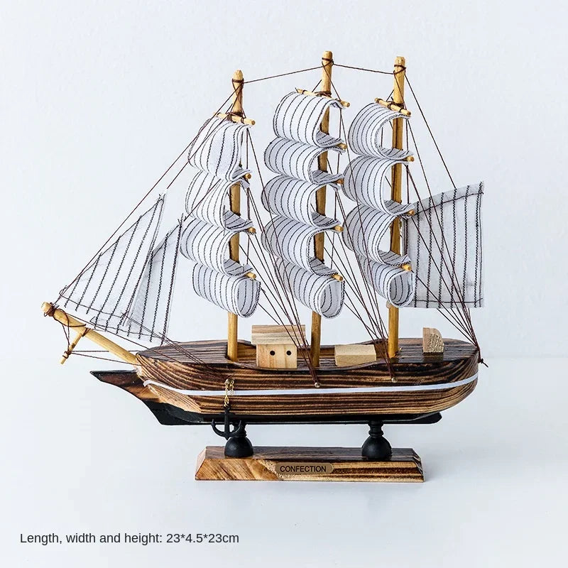 Wood/Fabric Nautical Sailboat Models/Colors-White/Black/Blue