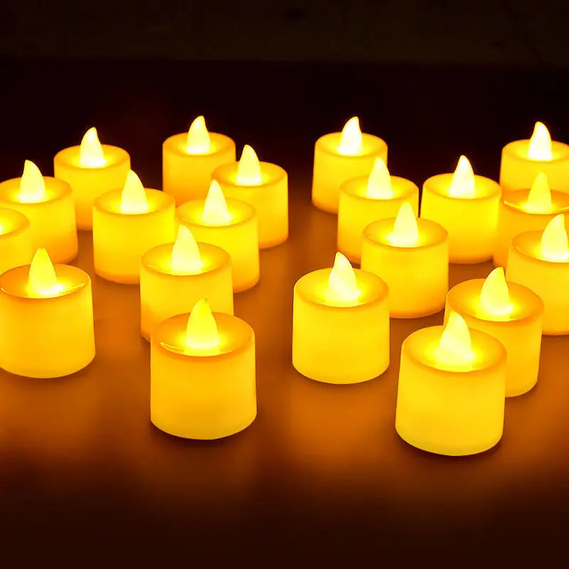 3-96 PCS Set Plastic LED Electronic Dropping Wax Small Round Tea Light Realistic Flickering Flameless Candles/Colors-White/Yellow