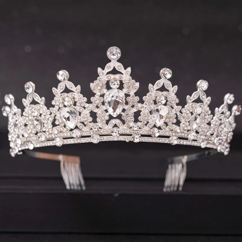 Adult Women Handmade Zinc Alloy Crystal-Rhinestone Bridal Hair Tiaras/Colors-Silver/Red/Blue/Gold/Pink/Floral