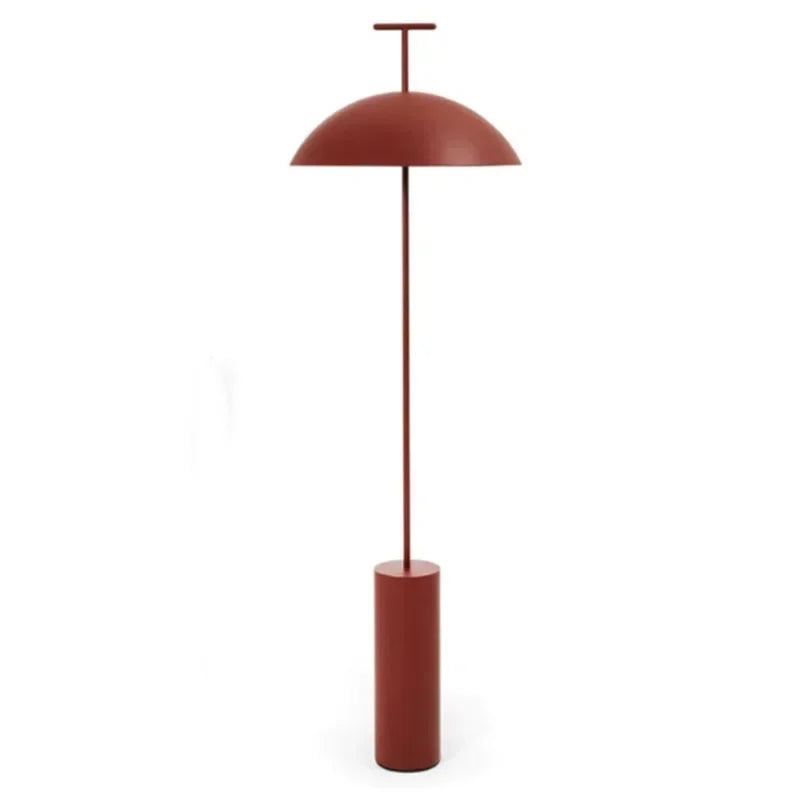 Scandinavia Corner ART DECO LED Mushroom Shaped Down Shade Iron Body Polished Chrome Round Cylindrical Floor Lamps/Colors-Red/Black/Silver