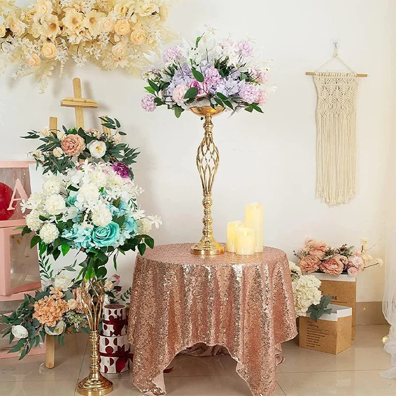 Classic Gold Plated Twisted Road Iron Cup Column-Ball Candleholders