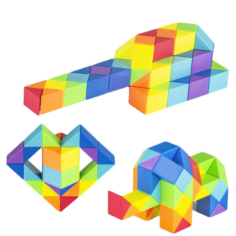 Rainbow Twistable ABS Plastic IQ Sequential Puzzle Conjoint Cube Fidget Toys/Ages 13-18+ Years Old