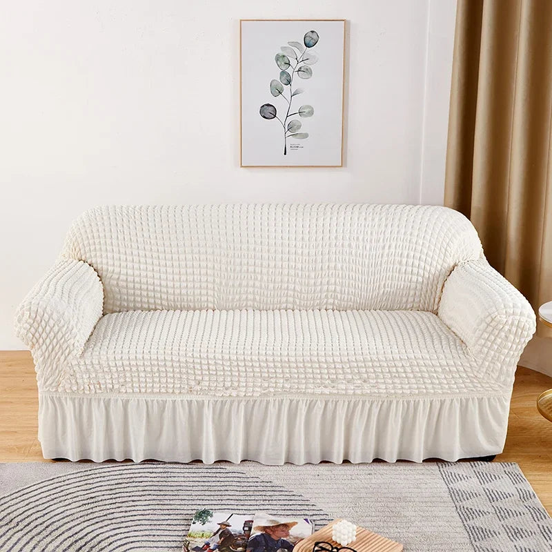 1-4 Seaters Small-X Large Solid Color Printed Polyester-Spandex Elastic Stretch Sofa L-Shape Slipcovers/Colors-Gray/White/Beige/Brown/Pink/Red