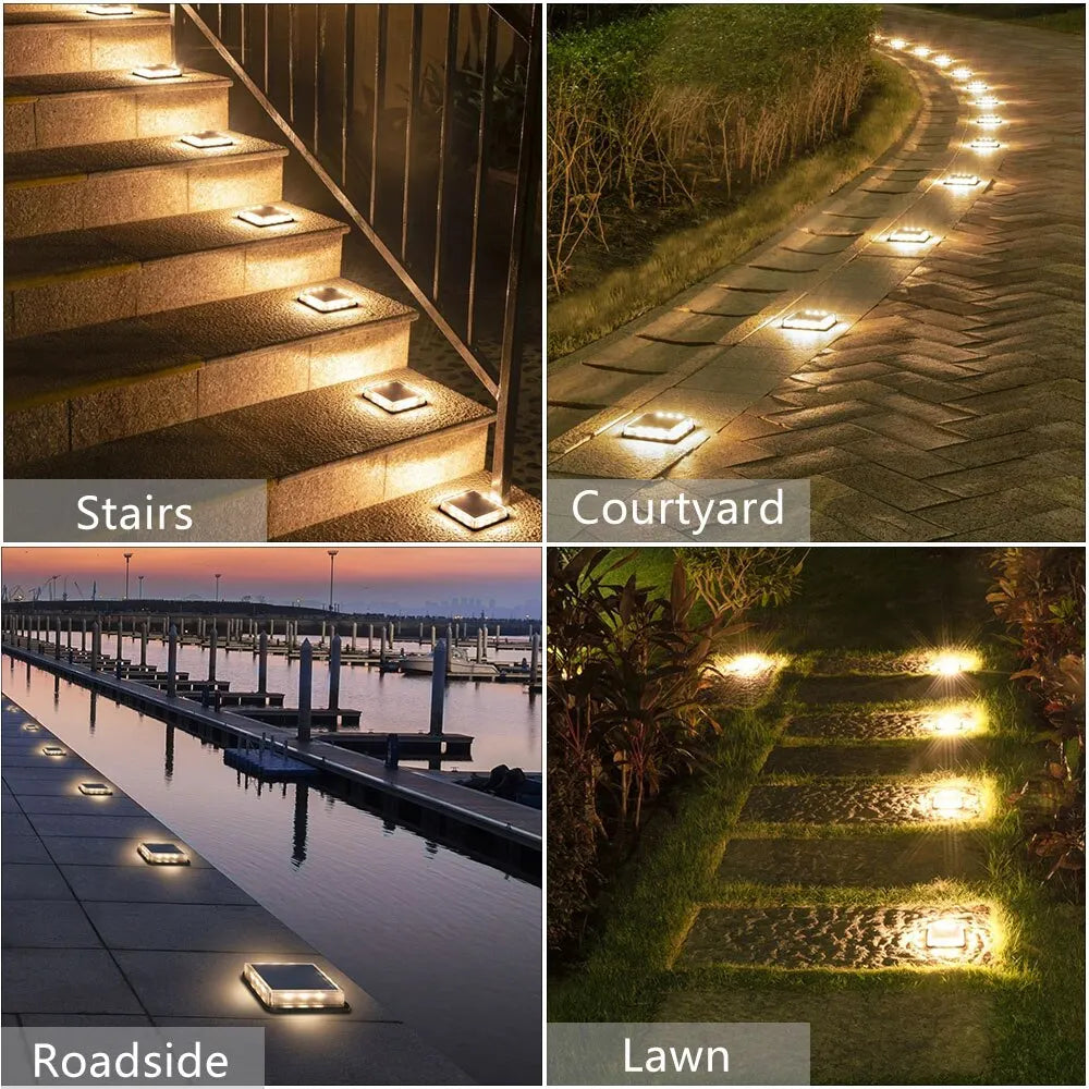 12 LEDs Solar Deck Light Largest Solar Panel Outdoor Solor Power Step Light Stair Lamp Waterproof Auto ON/Off Garden Decoration